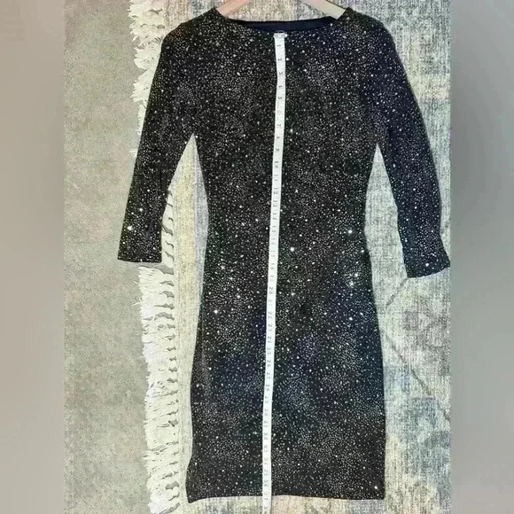 Anne Klein Women’s Black and Gold Sequined Dot Midi-Length Dress Size 2 - Picture 8 of 12